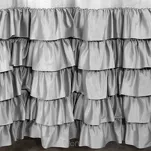 Zasłona na przelotkach 140x250 DANI welwetowa srebrna jednokolorowa zdobiona w dolnej części falbanami - 3