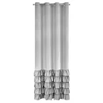 Zasłona na przelotkach 140x250 DANI welwetowa srebrna jednokolorowa zdobiona w dolnej części falbanami - 6