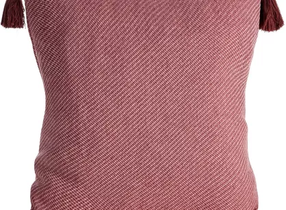 Poszewka dekoracyjna 45x45 POLY 4 różowa jednokolorowa z pomponami