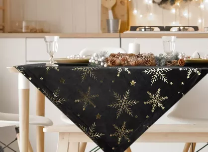 Nakładka świąteczna 85x85 20A welwetowa czarna w śnieżynki