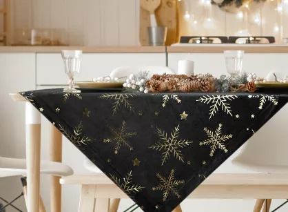 Nakładka świąteczna 85x85 20A welwetowa czarna w śnieżynki