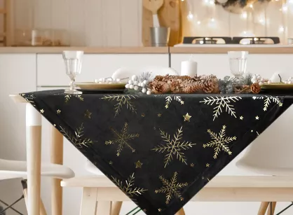 Nakładka świąteczna 85x85 20A welwetowa czarna w śnieżynki