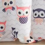 Zasłona gotowa na przelotkach 140x250 MERRY biała z nadrukiem różowych sów  - 5