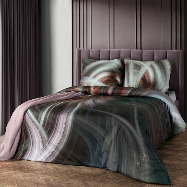 Pościel z makosatyny 160x200 SIERRA Eva Minge czarna różowa designerski wzór