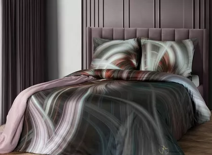 Pościel z makosatyny 160x200 SIERRA Eva Minge czarna różowa designerski wzór