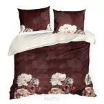 Pościel z makosatyny 220x200 REINA 47 bordowa beżowa z wzorem kwiatów z kolekcji Reina Line - 4