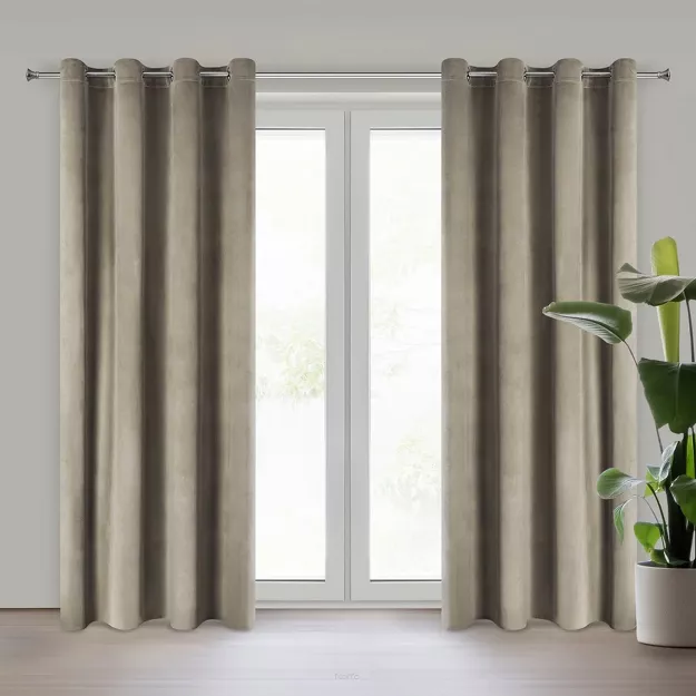 Zasłona na przelotkach 140x250 MELANIE welwetowa brązowa o aksamitnej strukturze