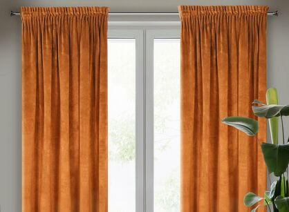 Zasłona na taśmie 140x270 VILLA welwetowa ruda o aksamitnej strukturze