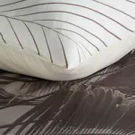 Pościel z satyny 160x200 PREMIUM 23 kremowa z wzorem egzotycznych ciemnobeżowych liści z kolekcji Premium - 2