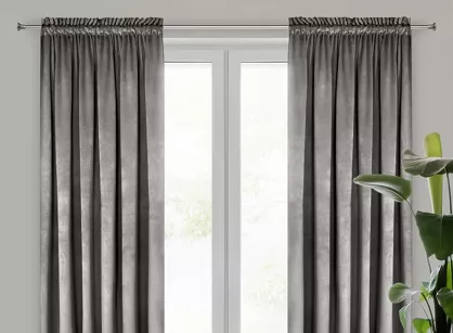 Zasłona na taśmie 140x300 PIERRE welwetowa stalowa jednokolorowa