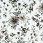 Pościel satynowa 140x200 SPRING 67 biała stalowo miętowy wzór roślinny - 2