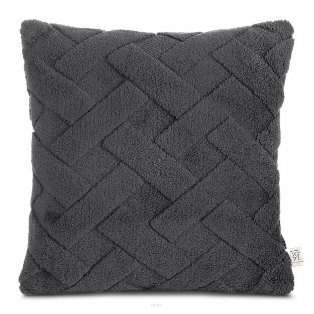 Poszewka 45x45 CARO stalowa puszysta typu flano z wytłaczanym wzorem Design 91