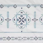 Pościel satynowa 220x200 HAFT 9B biała z haftowanym niebieskim wzorem w stylu bałkańskim z kolekcji Premium - 6
