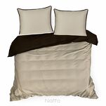 Pościel z makosatyny 220x200 LUNARA beżowa brązowa z ozdobnym sznurem pasmanteryjnym - 6