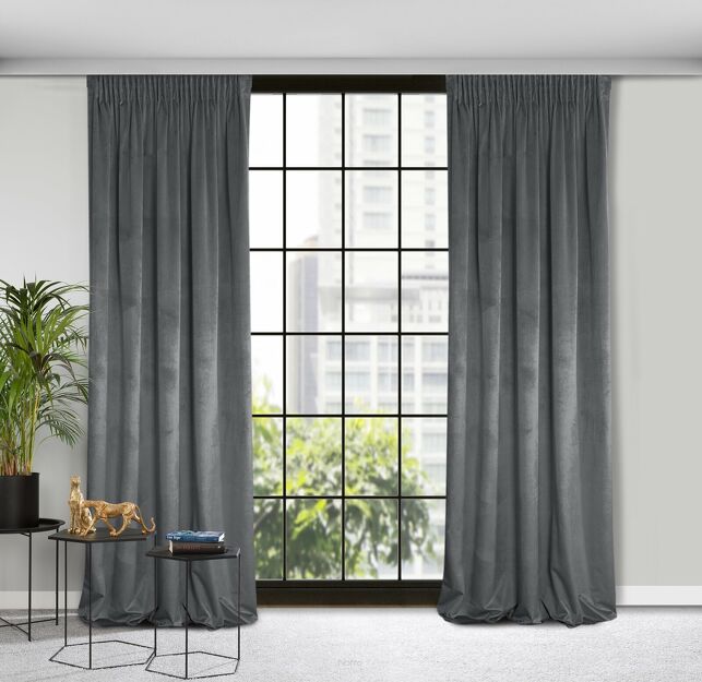 Zasłona na taśmie 140x270 ROSA welwetowa grafitowa Design 91