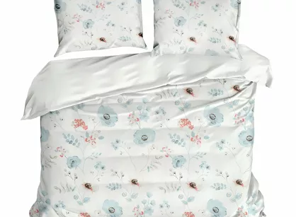 Pościel z mikrowłókna 160x200 INES biała z wzorem delikatnych kwiatków Design 91