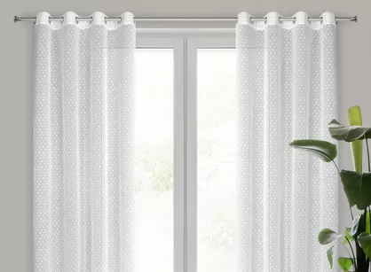 Zasłona na przelotkach 140x250 HANIA z etaminy biała z groszkami