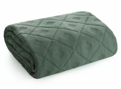 Narzuta 200x220 ALARA 6 zielona pikowana z mikrofibry wzór wyrazistych rombów