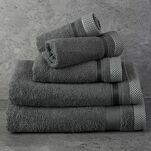 Ręcznik 30x50 ABBIE stalowy z żakardową błyszczącą bordiurą w pasy z delikatną krateczką 500 g/m2 - 5