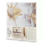 Pościel satynowa 220x200 SPRING 26 ciemny fiolet z wzorem delikatnych kremowych kwiatków z kolekcji Classic - 2