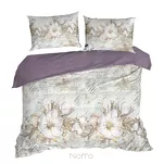 Pościel satynowa 220x200 SPRING 26 ciemny fiolet z wzorem delikatnych kremowych kwiatków z kolekcji Classic - 3