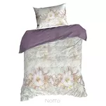 Pościel satynowa 220x200 SPRING 26 ciemny fiolet z wzorem delikatnych kremowych kwiatków z kolekcji Classic - 4