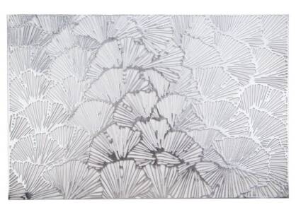 Podkładka dekoracyjna 30x45 BETTY srebrna z wycinanym wzorem liści miłorzębu