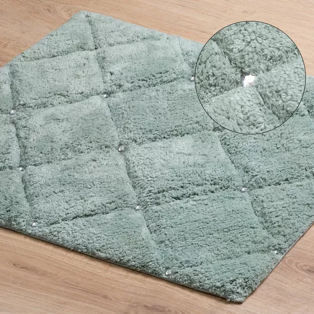 Dywanik bawełniany 60x90 CHIC 2 miętowy zdobiony kryształkami
