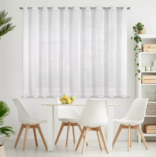 Firana na przelotkach 350x150 LUCY biała z gładkiego woalu