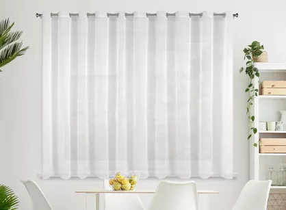 Firana na przelotkach 350x150 LUCY biała z gładkiego woalu