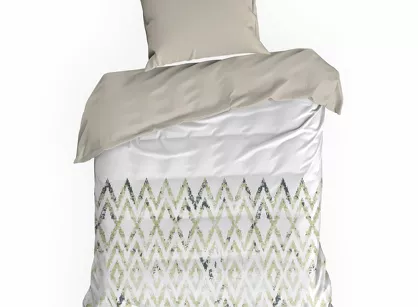 Pościel z mikrowłókna 140x200 VERANO 4 biała jasny brąz wzór geometryczny Design 91