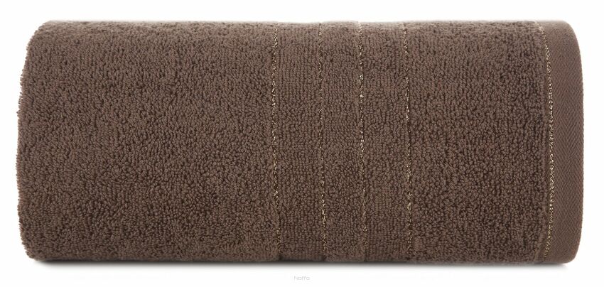 Ręcznik bawełniany 30x50 GALA ciemny brąz zdobiony bordiurą z błyszczącą nicią złotą