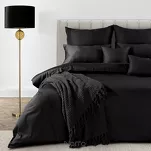 Pościel z makosatyny 220x200 ELEGANT 1B Eva Minge czarna z ozdobną kantą i haftem - 6