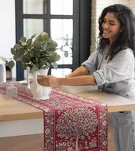 Obrus gobelinowy 140x240 4077 czerwony wzór drzewka szczęścia - 6