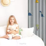 Zasłona na przelotkach 140x250 DINO srebrna z haftem dziecięcym w dinozaury - 9