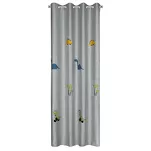 Zasłona na przelotkach 140x250 DINO srebrna z haftem dziecięcym w dinozaury - 7