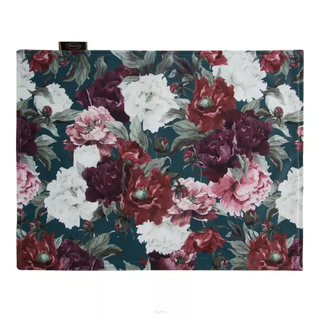 Serwetka welwetowa 30x40 VELVET 2 zielona bordowa wzór kwiatowy 4 szt.