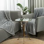 Koc na fotel 70x160 CINDY 6 srebrny puszysty w drobny wzór Design 91 - 11