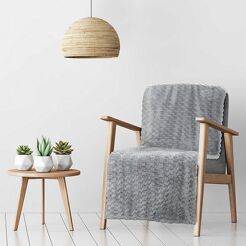 Koc na fotel 70x160 CINDY 6 srebrny puszysty w drobny wzór Design 91