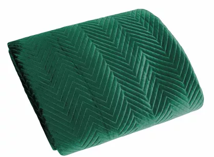 Narzuta welwetowa 230x260 SOFIA ciemna zieleń pikowana w gęstą jodełkę