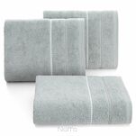 Ręcznik 30x50 SUZI srebrny z kontrastującą stebnowaną bordiurą w delikatne paseczki 500 g/m2 - 4