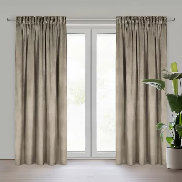 Zasłona na taśmie 140x270 MELANIE welwetowa brązowa o aksamitnej strukturze