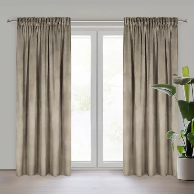 Zasłona na taśmie 140x270 MELANIE welwetowa brązowa o aksamitnej strukturze