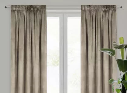 Zasłona na taśmie 140x270 MELANIE welwetowa brązowa o aksamitnej strukturze