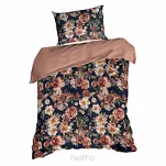 Pościel satynowa 160x200 SPRING 79 czarna ceglana nadruk kwiatów - 5