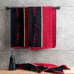 Ręcznik LUCA 70x140 Pierre Cardin czerwony zdobiony szeroką kontrastową czarną bordiurą z napisami Pierre Cardin 450 g/m2 - 4