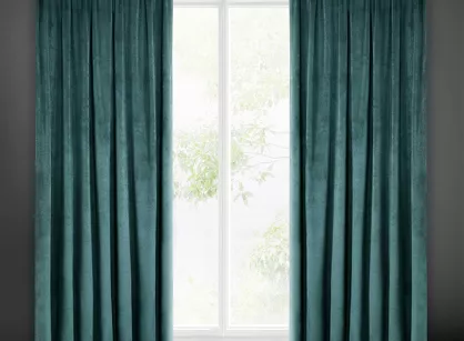 Zasłona gotowa na taśmie 140x270 MELANIE welwetowa ciemny niebieski o aksamitnej strukturze