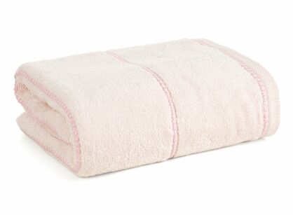 Ręcznik 50x90 MARI jasny róż z welurową bordiurą w pasy 500 g/m2