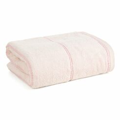 Ręcznik 50x90 MARI jasny róż z welurową bordiurą w pasy 500 g/m2