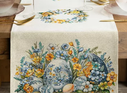 Bieżnik wielkanocny 40x100 67 gobelinowy naturalny żółty pisanki